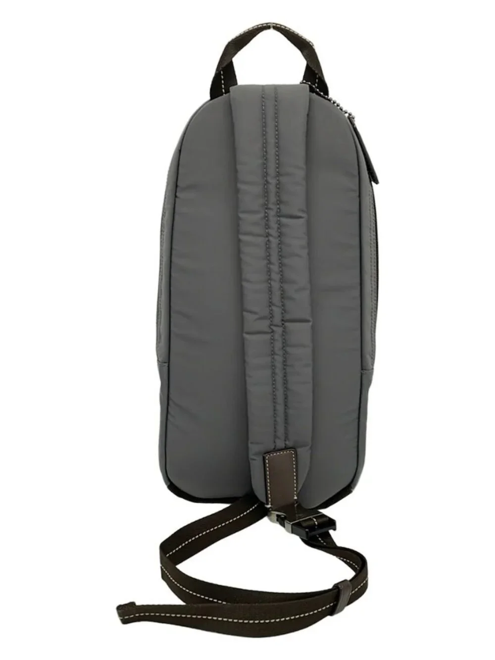 COACH Varick Nylon Sling Pack F70692 Gray Dark Brown Nylon Leather Backpack